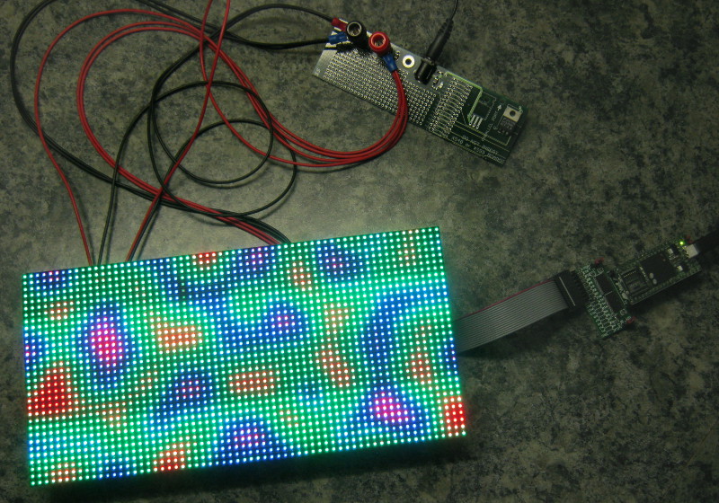 Perline noise generated by the ZPUino and displayed using the LED panel driver.