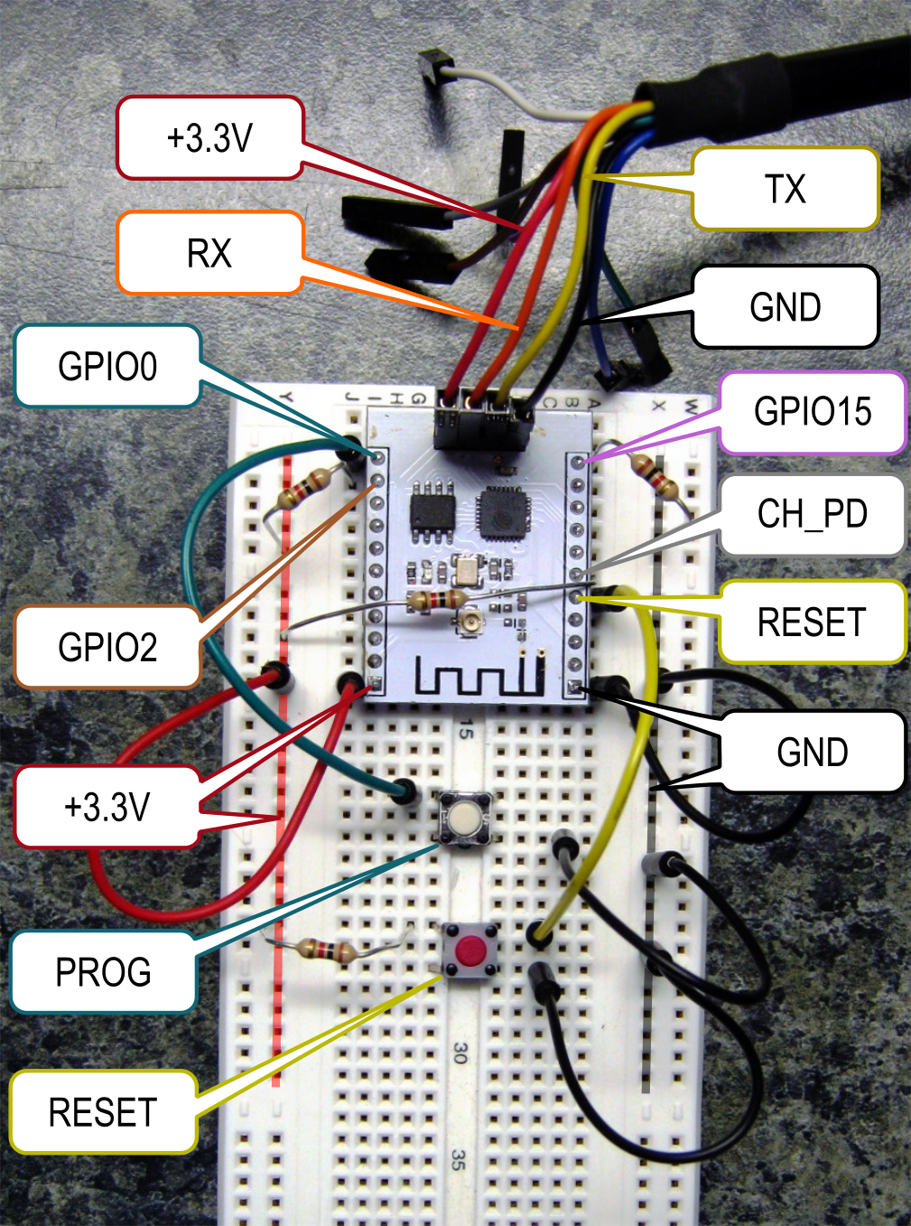 Working ESP-201 module connections